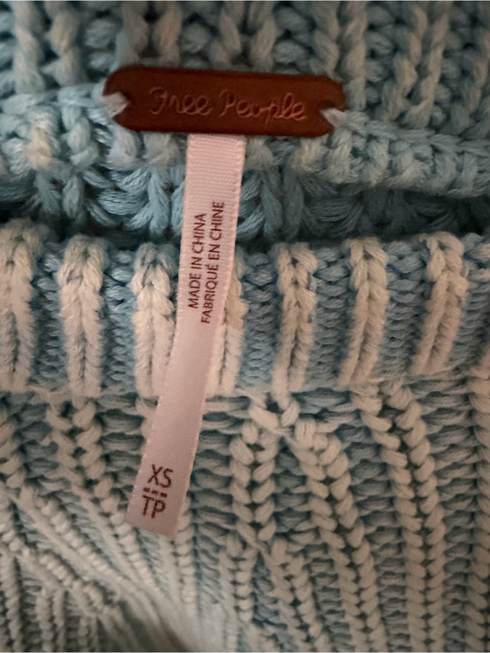 Free People Light Blue Chunky Knit Women's Sweater - Picture 3 of 8